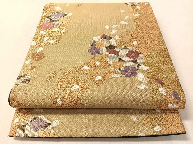 平和屋着物●六通柄袋帯　サッカーボール　舞桜　金銀糸　正絹　逸品　CABN3036vp