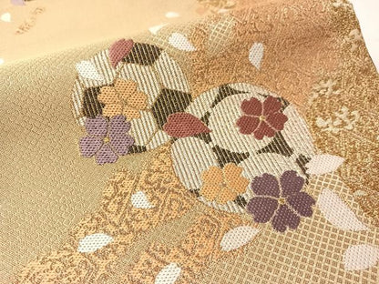 平和屋着物●六通柄袋帯　サッカーボール　舞桜　金銀糸　正絹　逸品　CABN3036vp