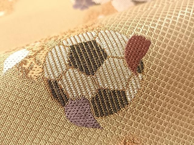 平和屋着物●六通柄袋帯　サッカーボール　舞桜　金銀糸　正絹　逸品　CABN3036vp