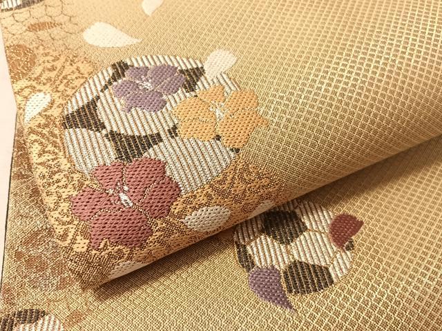 平和屋着物●六通柄袋帯　サッカーボール　舞桜　金銀糸　正絹　逸品　CABN3036vp