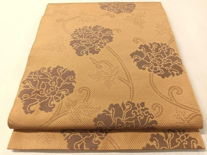 平和屋着物●織物一筋名門　織悦　全通柄　本袋帯　牡丹唐草文　正絹　逸品　CABN3038vp