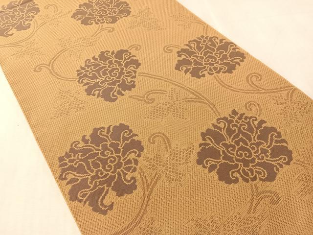 平和屋着物●織物一筋名門　織悦　全通柄　本袋帯　牡丹唐草文　正絹　逸品　CABN3038vp
