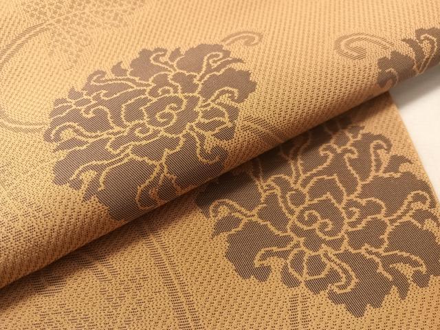 平和屋着物●織物一筋名門　織悦　全通柄　本袋帯　牡丹唐草文　正絹　逸品　CABN3038vp