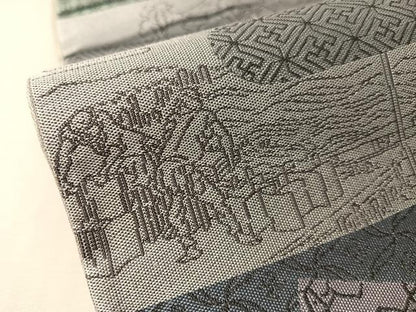 平和屋着物●六通柄袋帯　紹巴　霞人物風景文　正絹　逸品　CABN3039vp
