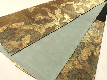 平和屋着物●染色作家　草野一騎　六通柄袋帯　宝尽くし舞葉文　金糸　引箔　正絹　逸品　CABN3050vp