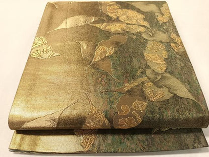 平和屋着物●染色作家　草野一騎　六通柄袋帯　宝尽くし舞葉文　金糸　引箔　正絹　逸品　CABN3050vp