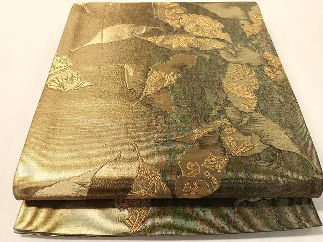 平和屋着物●染色作家　草野一騎　六通柄袋帯　宝尽くし舞葉文　金糸　引箔　正絹　逸品　CABN3050vp