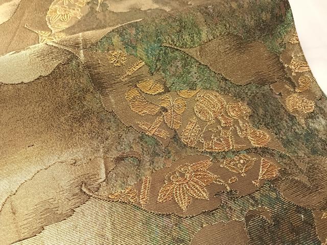 平和屋着物●染色作家　草野一騎　六通柄袋帯　宝尽くし舞葉文　金糸　引箔　正絹　逸品　CABN3050vp