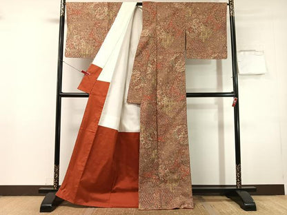 平和屋着物●二代目更甚　江戸更紗　小紋　紬地　切嵌花鼓文　正絹　逸品　未使用　CABN3051vp