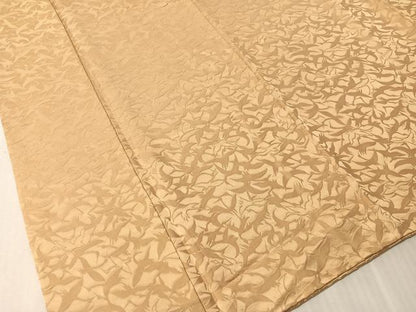 平和屋着物●上質な色無地　飛鶴地紋　飴色　正絹　逸品　CABN3053vp