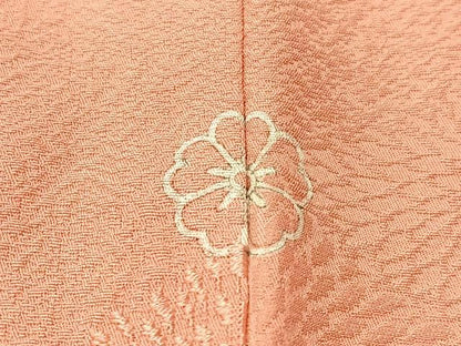 平和屋着物●上質な色無地　菱花地紋　甚三紅色　正絹　逸品　CABN3056vp