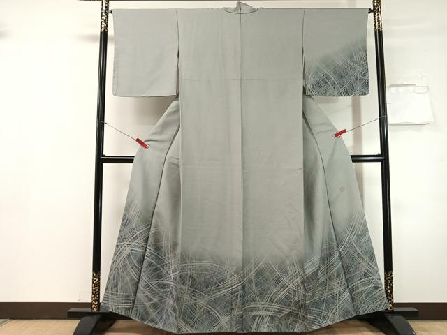 平和屋着物●訪問着　紬地　作家物　流線文　正絹　逸品　未使用　CABN3057vp