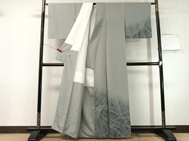 平和屋着物●訪問着　紬地　作家物　流線文　正絹　逸品　未使用　CABN3057vp