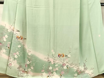 平和屋着物●訪問着　友禅　作家物　鴛鴦花文　暈し染め　正絹　逸品　CABN3064vp
