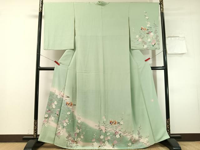 平和屋着物●訪問着　友禅　作家物　鴛鴦花文　暈し染め　正絹　逸品　CABN3064vp