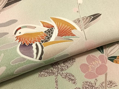 平和屋着物●訪問着　友禅　作家物　鴛鴦花文　暈し染め　正絹　逸品　CABN3064vp