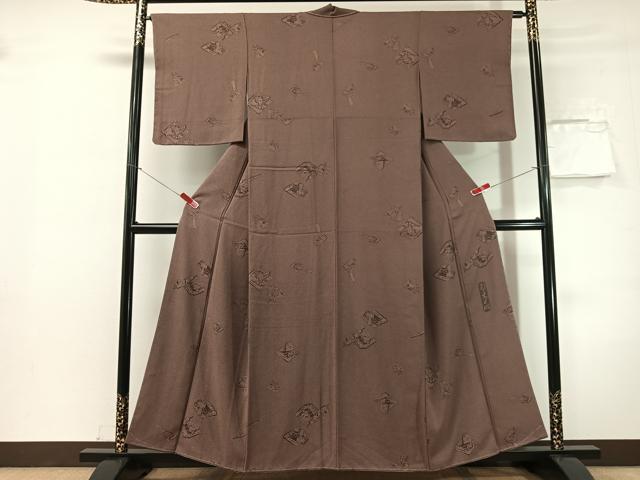 平和屋着物●上質なお召　彩天目織　玩具文　正絹　逸品　未使用　CABN3065vp
