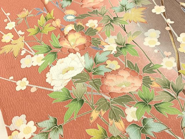 平和屋着物●訪問着　友禅　作家物　草花文　暈し染め　正絹　逸品　CABN3072vp