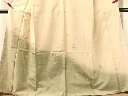 平和屋着物●訪問着　紬地　草花文　鈴乃屋扱い　正絹　逸品　未使用　CABN3074vp