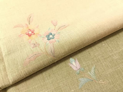 平和屋着物●訪問着　紬地　草花文　鈴乃屋扱い　正絹　逸品　未使用　CABN3074vp