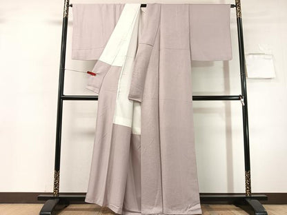 平和屋着物●上質な色無地　草花地紋　紅藤色　正絹　逸品　CABN3078vp