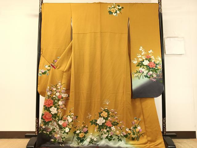 平和屋着物●豪華振袖　籬流水花文　暈し染め　金彩　正絹　逸品　CABN3108vp