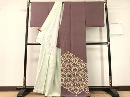 平和屋着物●豪華色留袖　駒刺繍　束ね熨斗花丸文　金彩　正絹　逸品　CABN3126vp