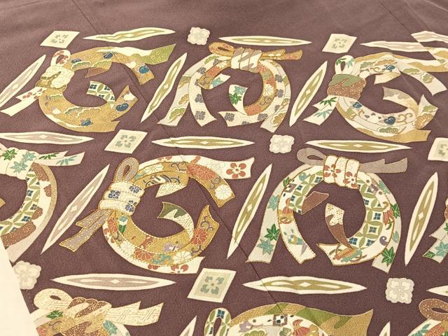 平和屋着物●豪華色留袖　駒刺繍　束ね熨斗花丸文　金彩　正絹　逸品　CABN3126vp