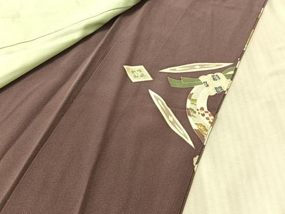 平和屋着物●豪華色留袖　駒刺繍　束ね熨斗花丸文　金彩　正絹　逸品　CABN3126vp