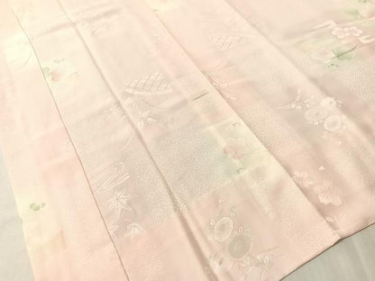 平和屋着物●長襦袢　無双仕立て　市松花地紋　暈し染め　正絹　逸品　未使用　CABN3128vp