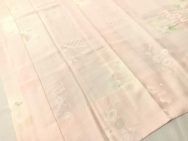 平和屋着物●長襦袢　無双仕立て　市松花地紋　暈し染め　正絹　逸品　未使用　CABN3128vp