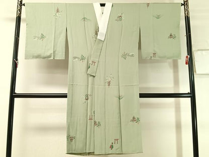 平和屋着物●長襦袢　無双仕立て　京風景文　正絹　逸品　未使用　CABN3130vp