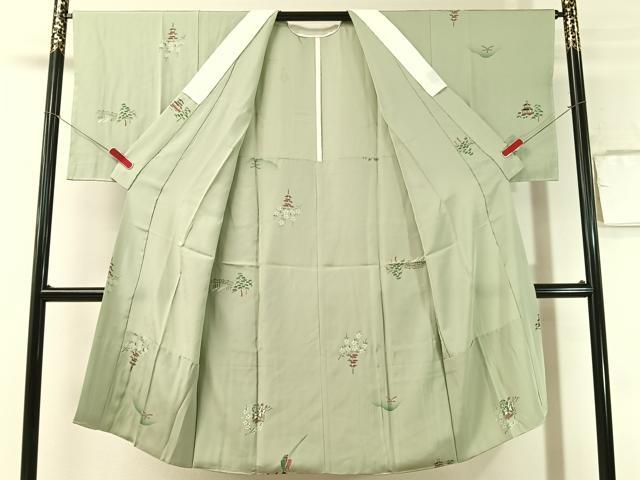 平和屋着物●長襦袢　無双仕立て　京風景文　正絹　逸品　未使用　CABN3130vp