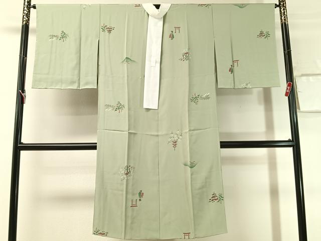 平和屋着物●長襦袢　無双仕立て　京風景文　正絹　逸品　未使用　CABN3130vp
