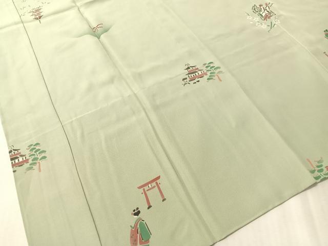 平和屋着物●長襦袢　無双仕立て　京風景文　正絹　逸品　未使用　CABN3130vp