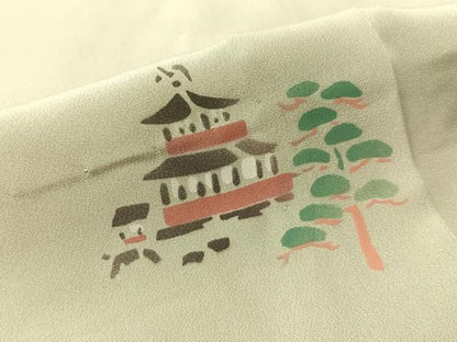 平和屋着物●長襦袢　無双仕立て　京風景文　正絹　逸品　未使用　CABN3130vp