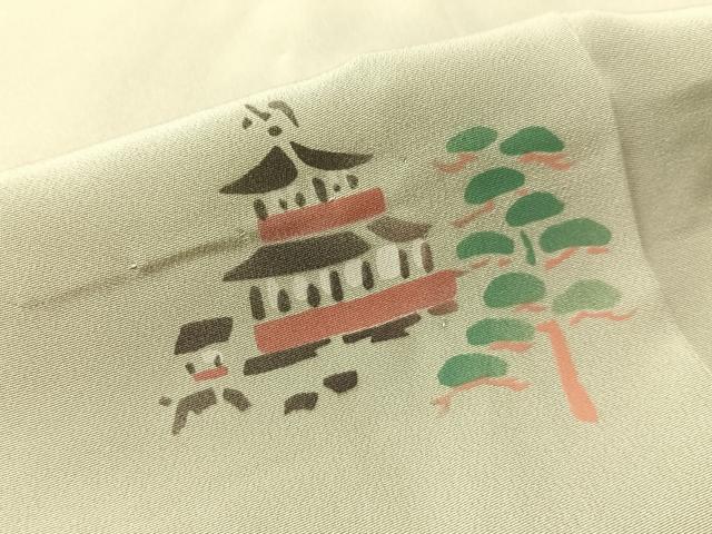 平和屋着物●長襦袢　無双仕立て　京風景文　正絹　逸品　未使用　CABN3130vp