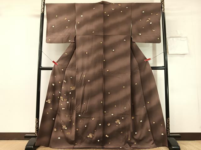 平和屋着物●訪問着　駒刺繍　花篭文　暈し染め　金彩　ロング丈　正絹　逸品　CABN3133vp