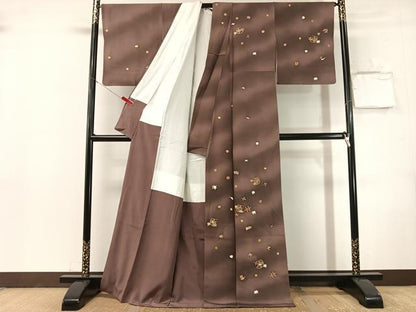 平和屋着物●訪問着　駒刺繍　花篭文　暈し染め　金彩　ロング丈　正絹　逸品　CABN3133vp