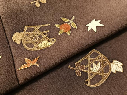 平和屋着物●訪問着　駒刺繍　花篭文　暈し染め　金彩　ロング丈　正絹　逸品　CABN3133vp
