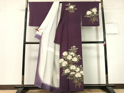 平和屋着物●訪問着　枝牡丹　金彩　鬼しぼ縮緬　正絹　逸品　CABN3134vp