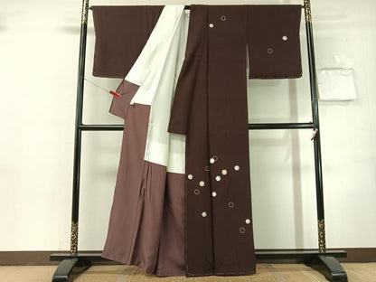 平和屋着物●訪問着　駒刺繍　佐賀錦　雪輪文　金銀彩　正絹　逸品　未使用　CABN3135vp