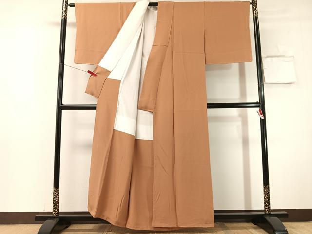 平和屋着物●上質な色無地　作家物　江戸茶色　正絹　逸品　未使用　CABN3137vp