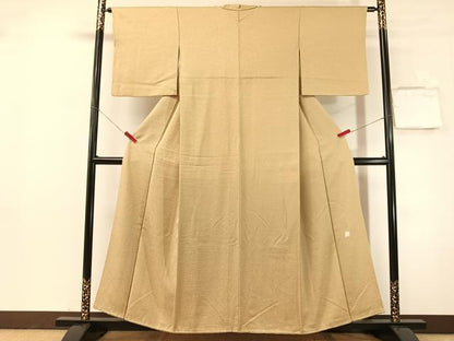 平和屋着物●本加賀友禅作家　成竹登茂男監修　色無地　白橡色　正絹　逸品　CABN3138vp