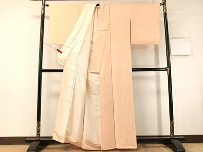 平和屋着物●上質な色無地　道長地紋　肌色　正絹　逸品　CABN3140vp
