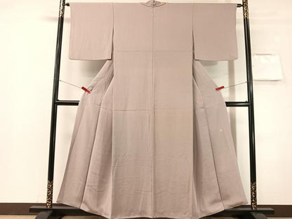 平和屋着物●上質な色無地　作家物　紫鼠色　鬼しぼ縮緬　正絹　逸品　CABN3143vp