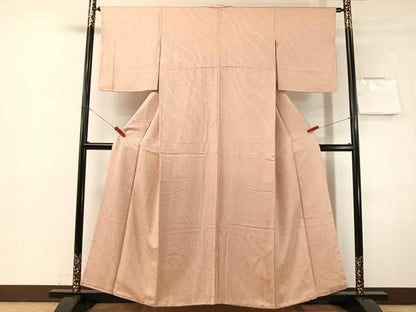 平和屋着物●上質な色無地　鹿の子花地紋　洗柿色　正絹　逸品　CABN3144vp