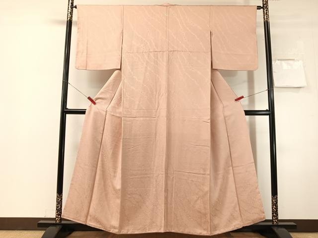平和屋着物●上質な色無地　鹿の子花地紋　洗柿色　正絹　逸品　CABN3144vp