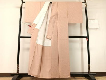 平和屋着物●上質な色無地　鹿の子花地紋　洗柿色　正絹　逸品　CABN3144vp
