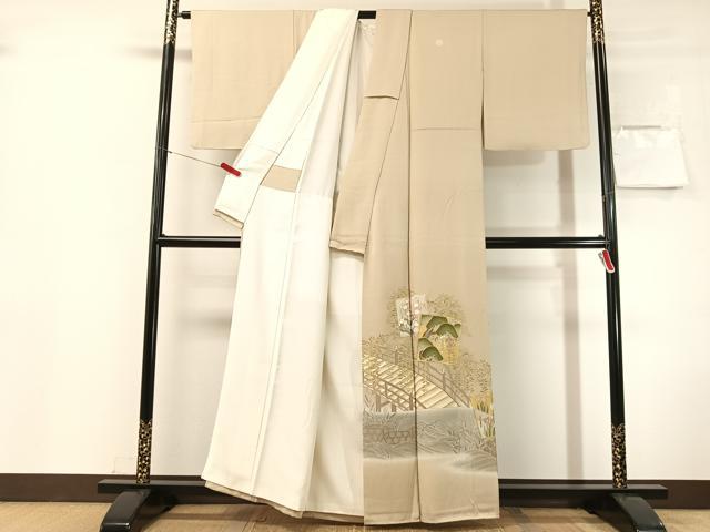 平和屋着物●豪華色留袖　駒刺繍　色紙風景花松文　暈し染め　金彩　正絹　逸品　CABN3145vp